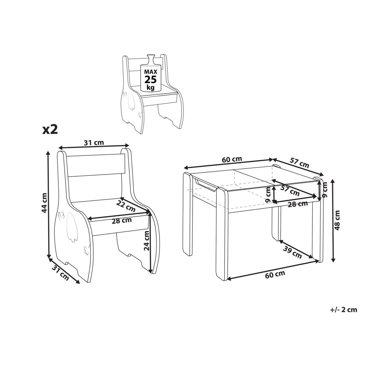 Stół z krzesłami dla dzieci LOYD Biały