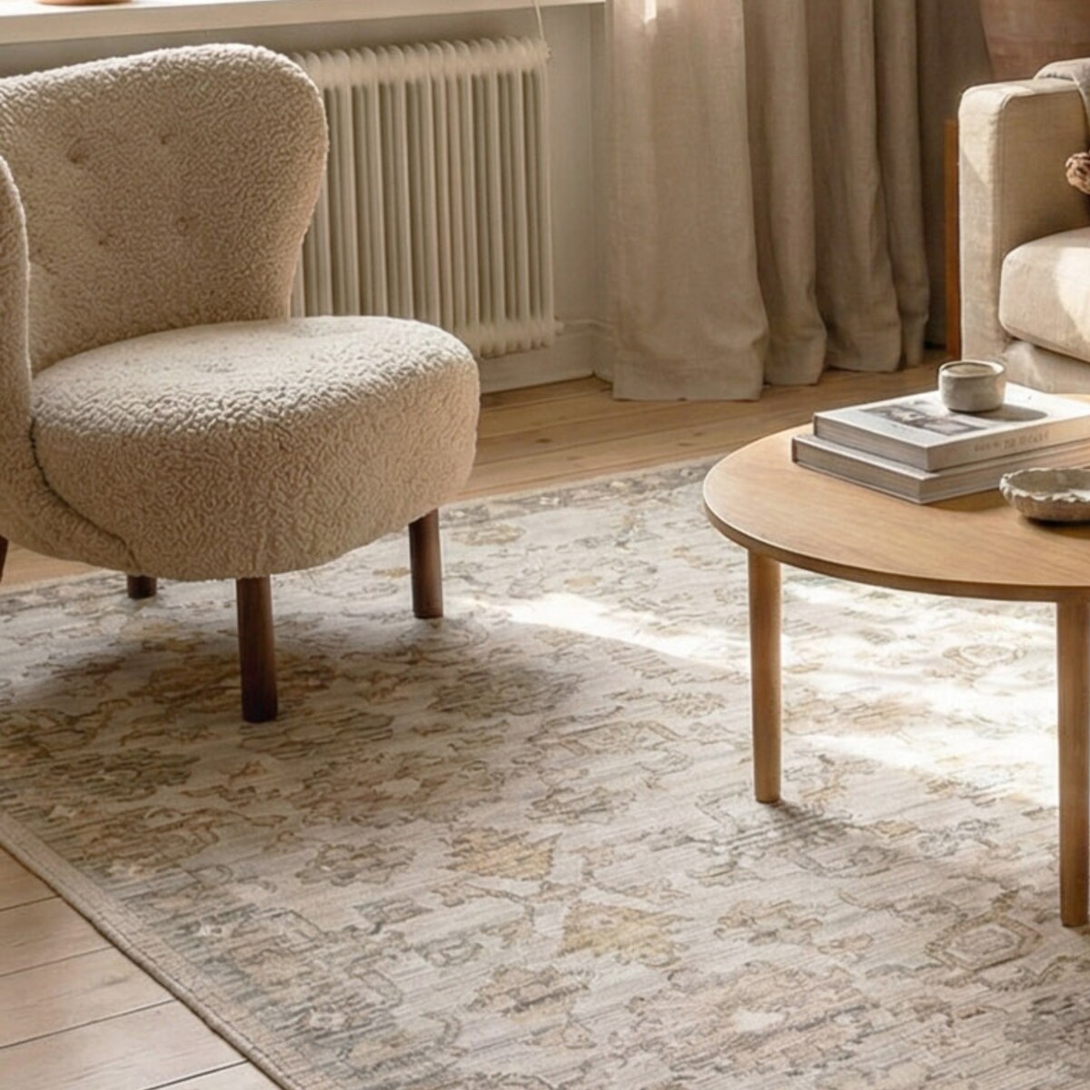 Dywan Wełniany Sahara 300x400 cm Ornament Vintage Beżowy