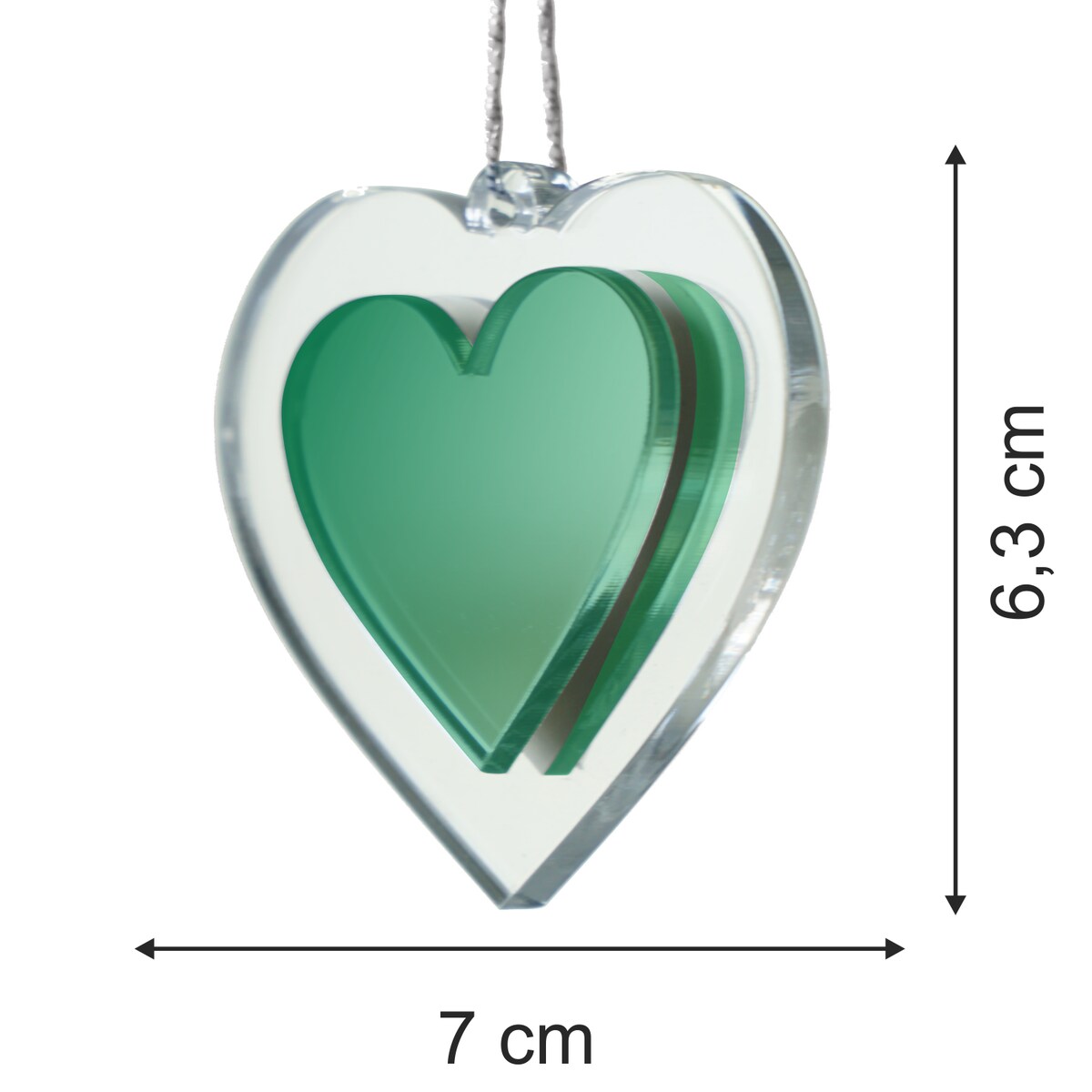 Dekoracje świąteczne SERDUSZKA zielone 6szt.