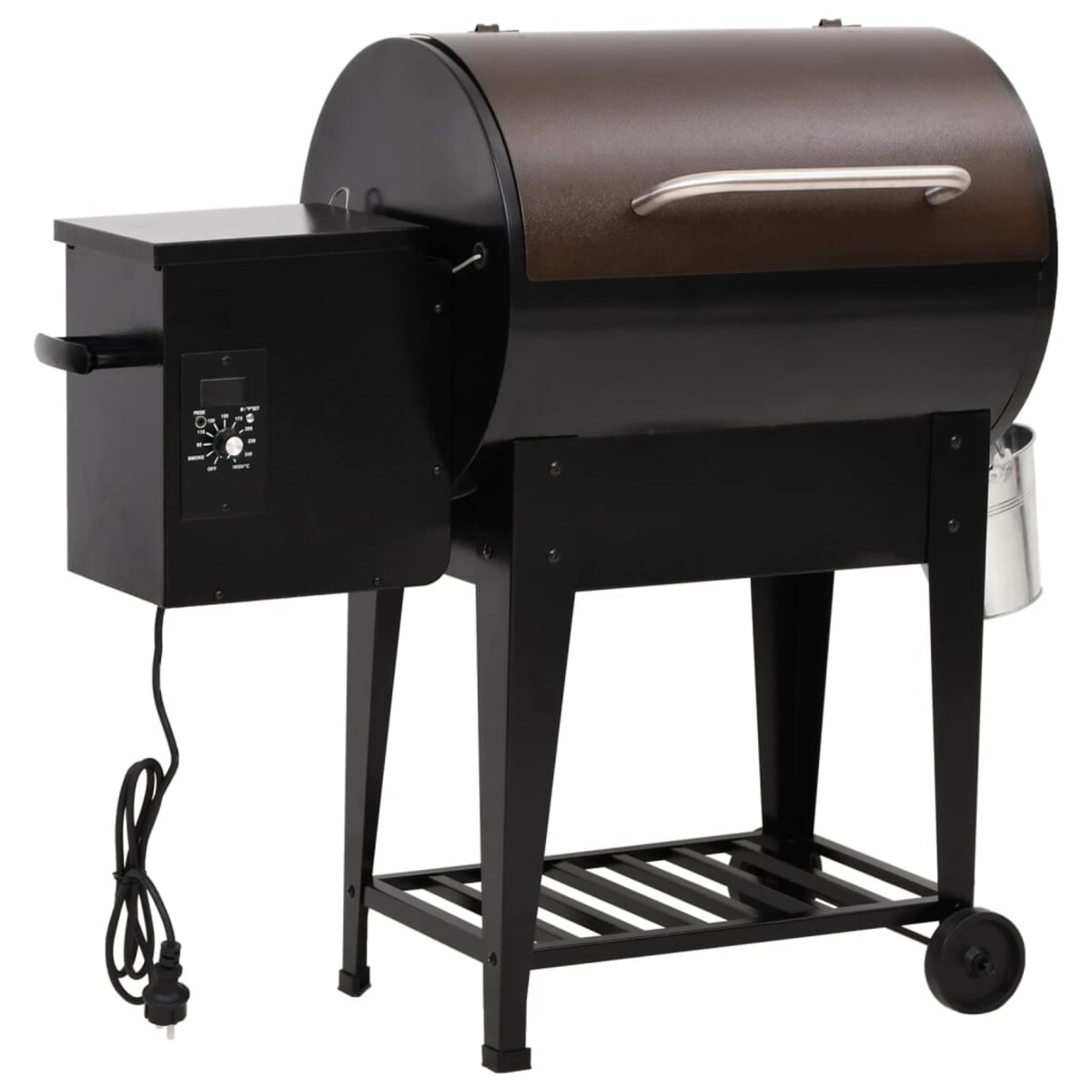 vidaXL Grill na pellet, z dolną półką, czarny, 94 cm, żelazo