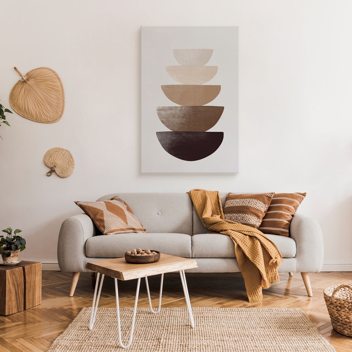 Obraz Pastelowe Beżowe Naczynia Japońskie 30x40cm