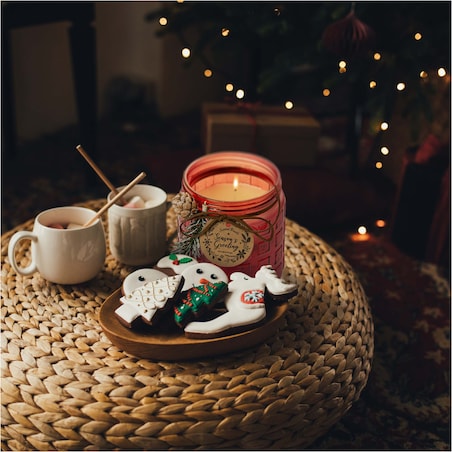 Świeczka Zapachowa Świeca Świąteczna Zapach Drzewny Dekoracja Czerwona