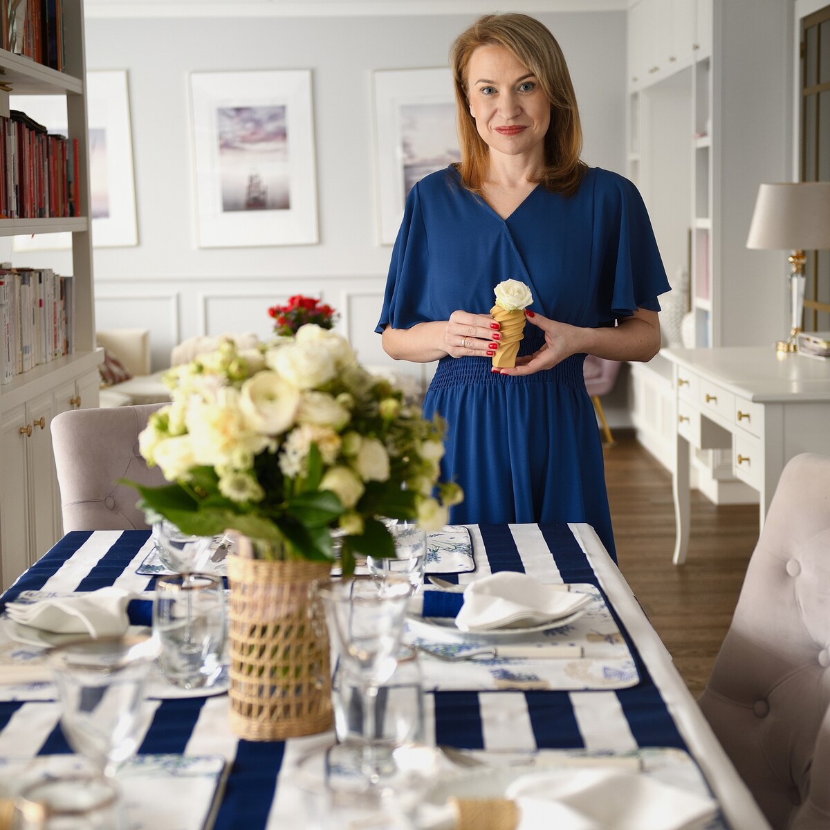 Podkładki dwustronne Lavender & White Panama