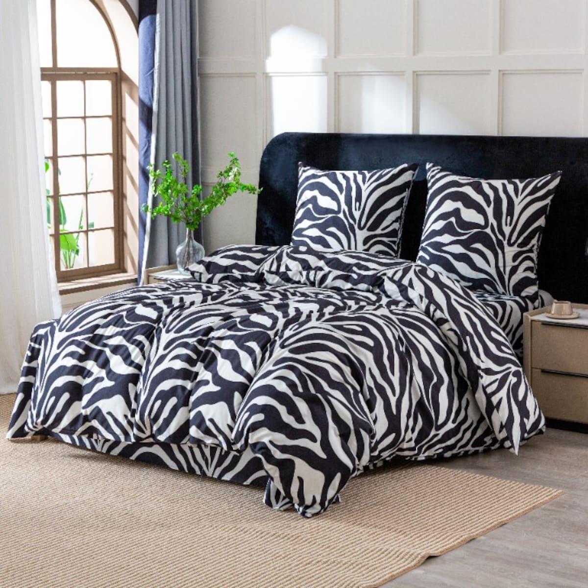 Pościel 220X200 + 2 Poszewki 70X80 Komplet Pościeli Zebra