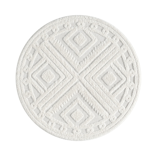 Dywan okrągły z efektem high low geometryczny boho Focera 7770 Krem 200x200