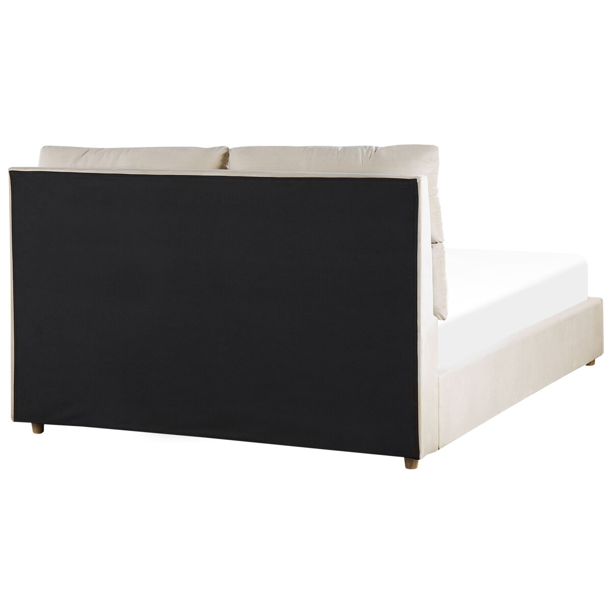 Łóżko z pojemnikiem welurowe 140 x 200 cm beżowe BATILLY