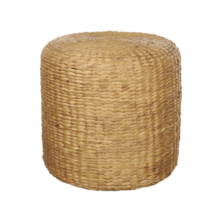 Puf pleciony z hiacyntu wodnego 40 cm jasny BICHIR II