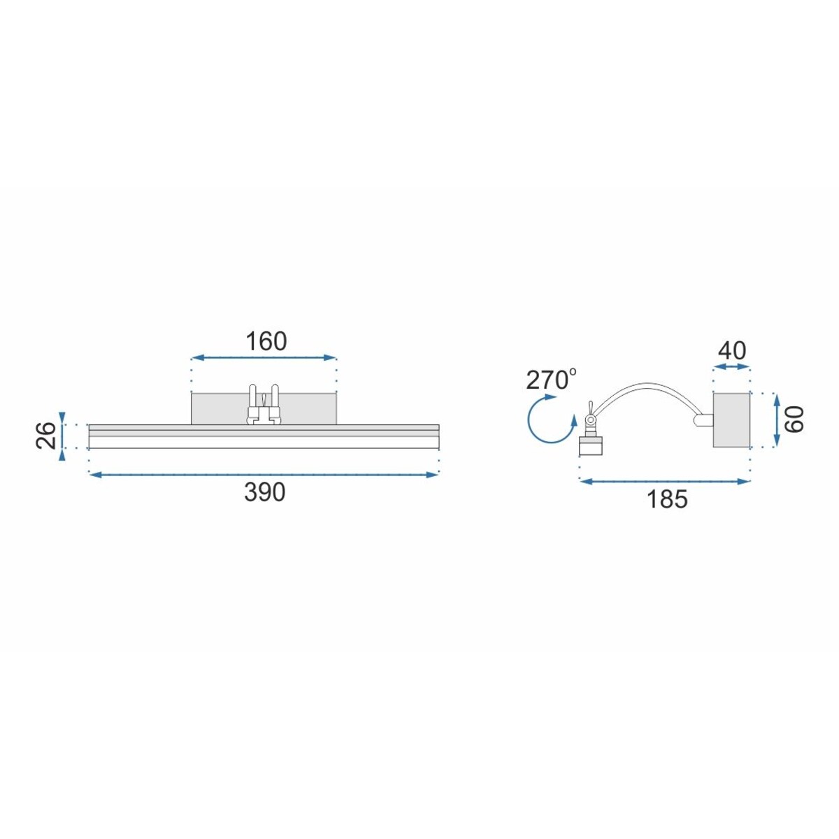 Kinkiet Led App372-1W 40Cm Chrom, Metal