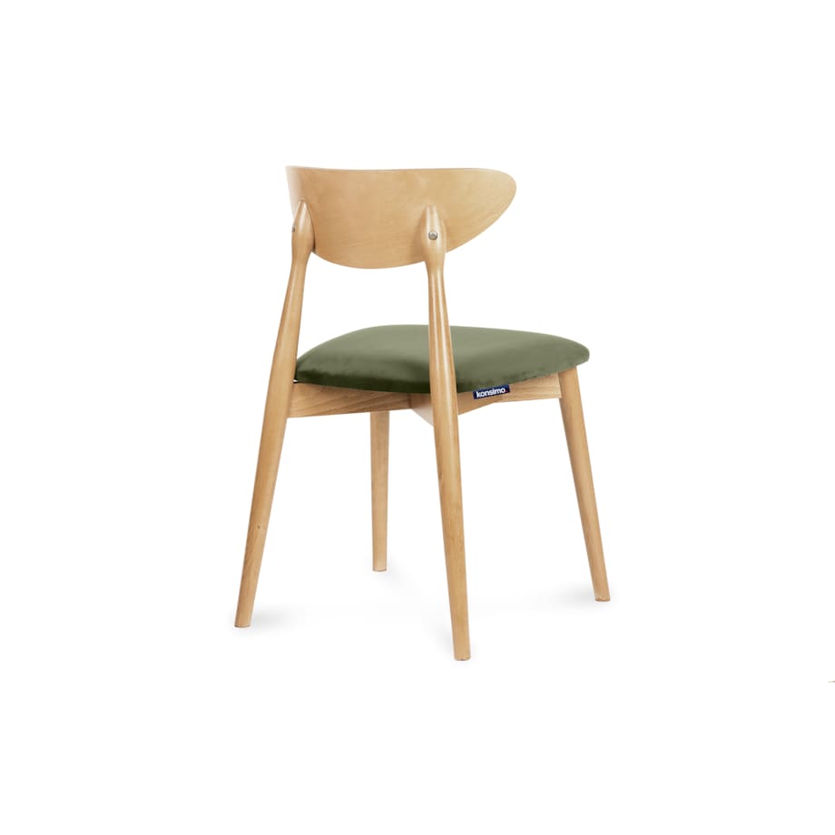 KONSIMO RABI drewniane krzesła 2 sztuki dąb ciemnozielony welur