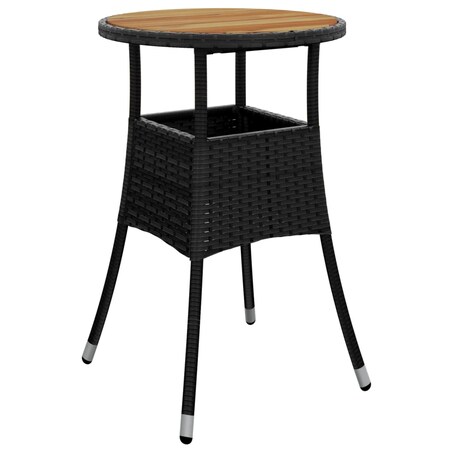 vidaXL Stolik ogrodowy, Ø60x75 cm, akacja i rattan PE, czarny