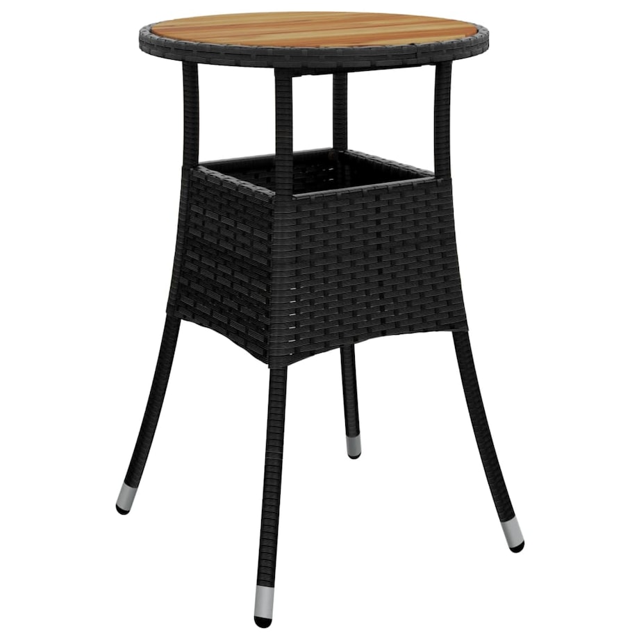 vidaXL Stolik ogrodowy, Ø60x75 cm, akacja i rattan PE, czarny