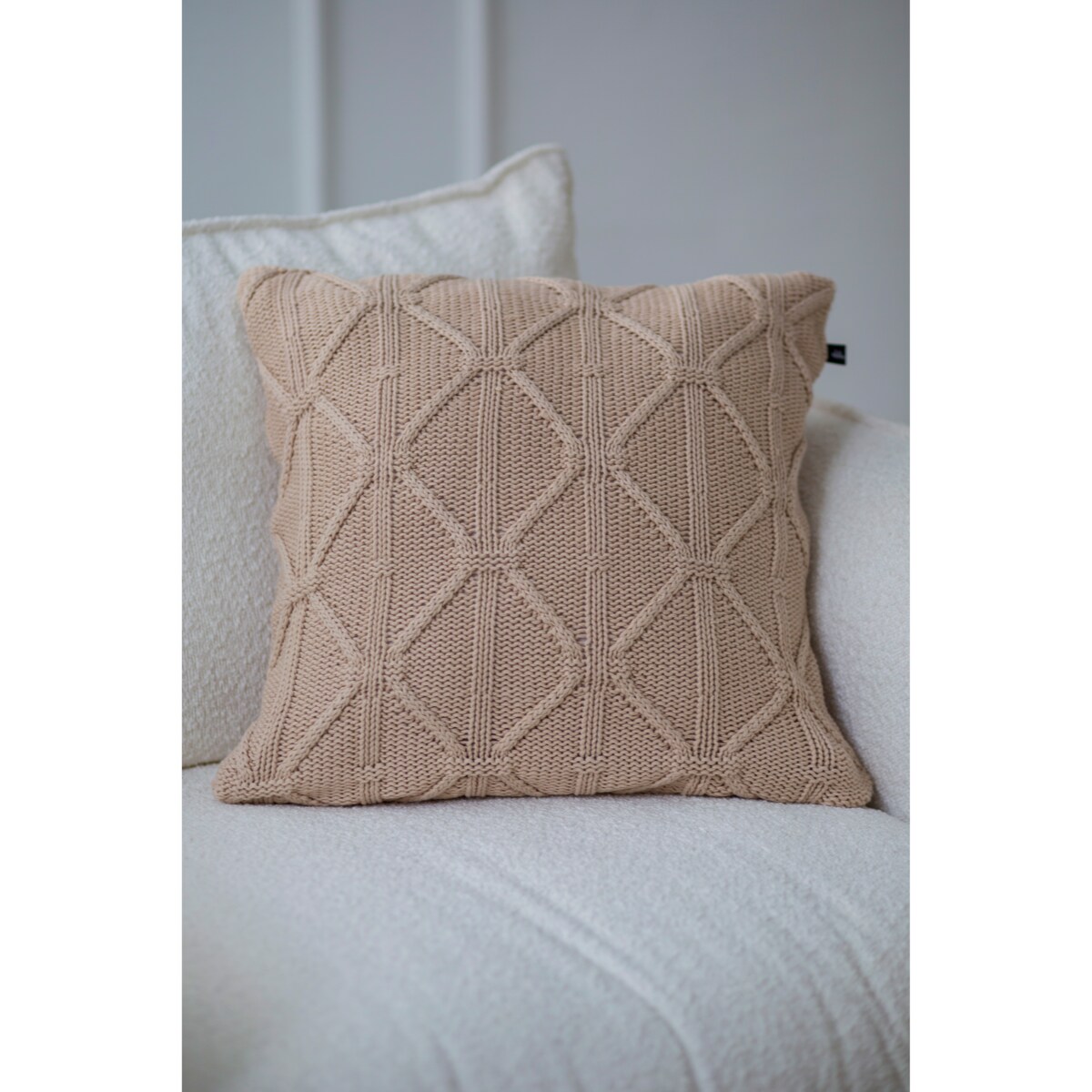 Poszewka brytyjska kwadratowa beżowa, 50 x 50 cm, La Manta