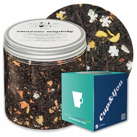 Herbata czarna sypana SMAŻONE MIGDAŁY o smaku pieczonych jabłek z migdałami - herbata liściasta sypana mieszanka napar susz - gotowa na prezent upominek