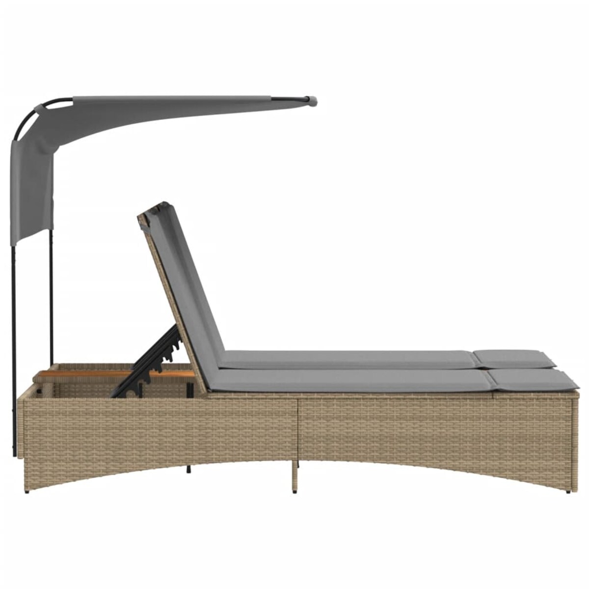 vidaXL Podwójna leżanka z zadaszeniem i poduszkami, mieszany beż