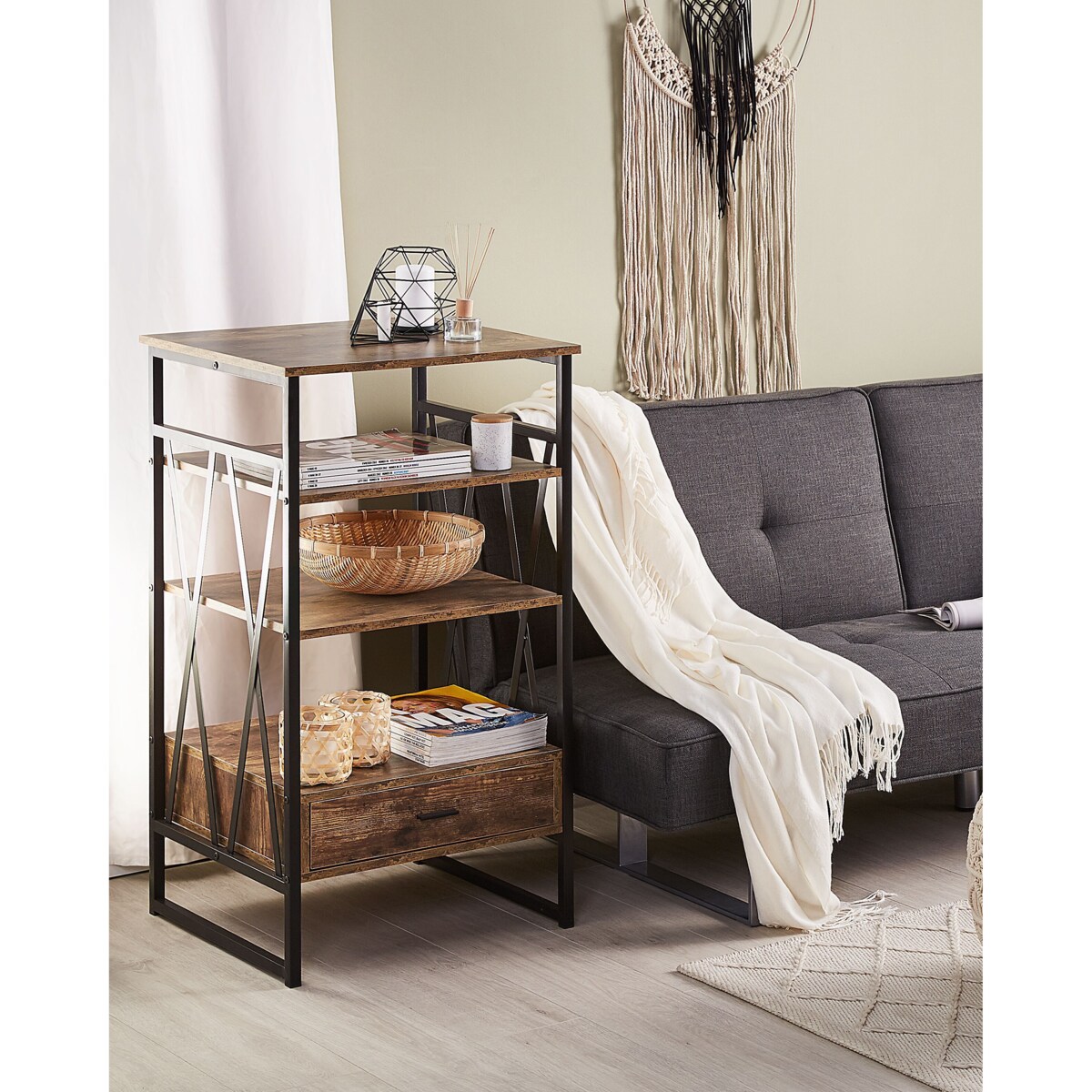 Regał 3 półki ciemne drewno KEENE