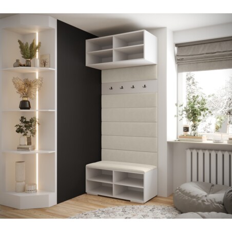 Garderoba do przedpokoju INOVA 4 biały+złoty+manila02