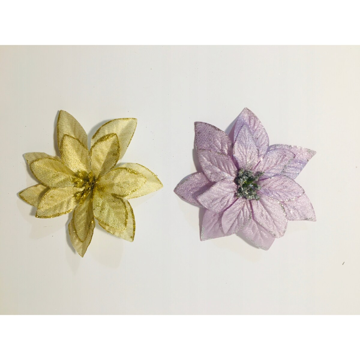 GWIAZDA betlejemska 12szt ZŁOTA i FIOLET do dekoracji stroik zestaw kwiaty