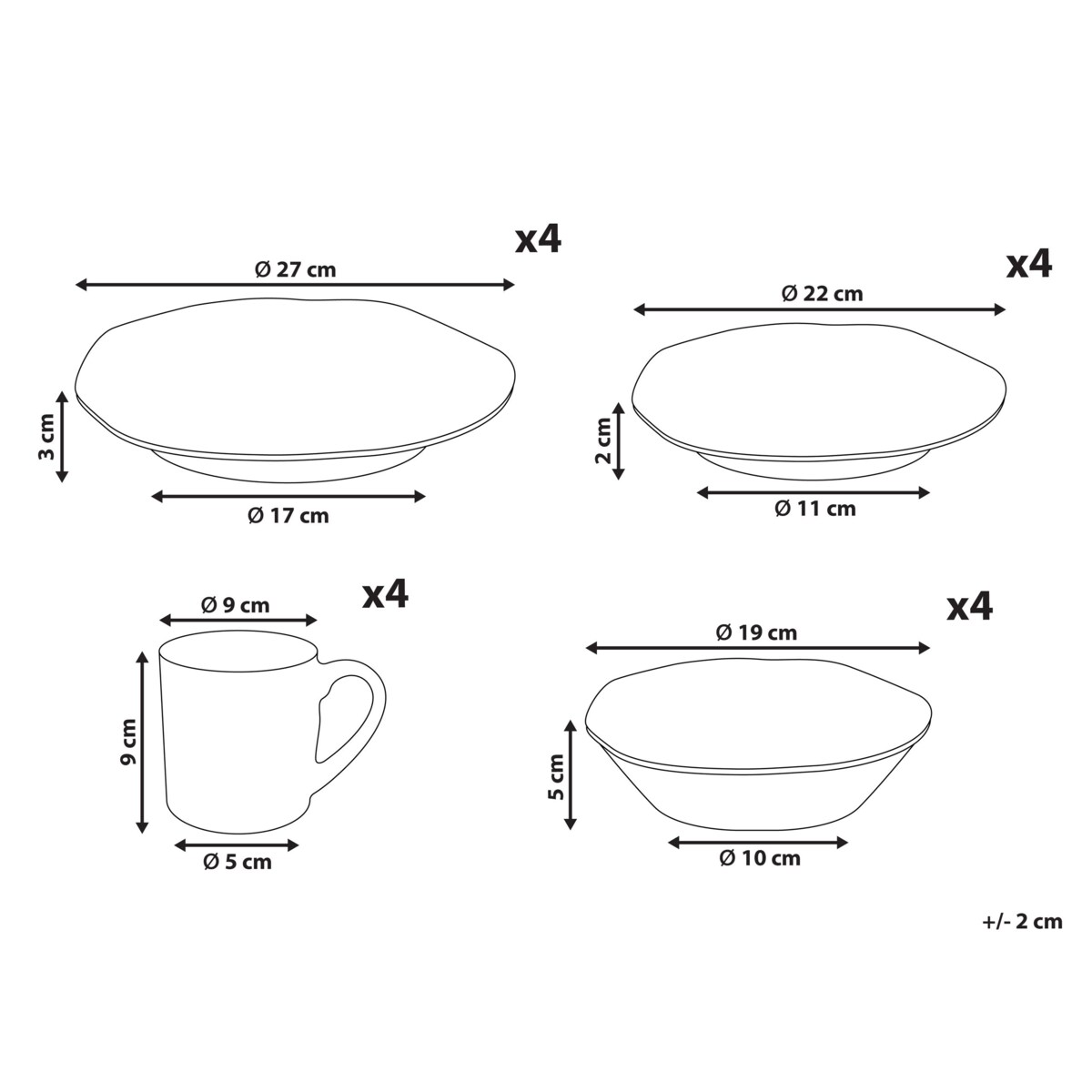 Zastawa stołowa 16-częściowa HAWTHORN Kamionka Niebieski