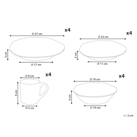 Zastawa stołowa 16-częściowa HAWTHORN Kamionka Niebieski