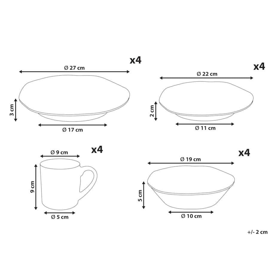 Zastawa stołowa 16-częściowa HAWTHORN Kamionka Niebieski