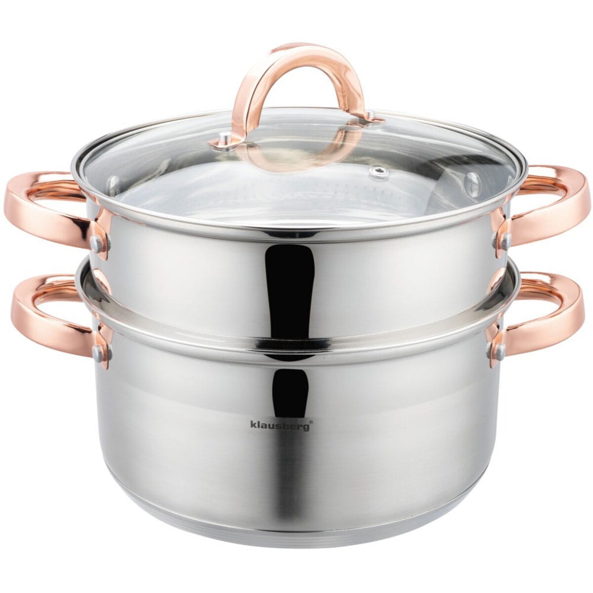 Zestaw garnków do gotowania na parze 22cm 3 elementy Parowar Rose Gold KLAUSBERG