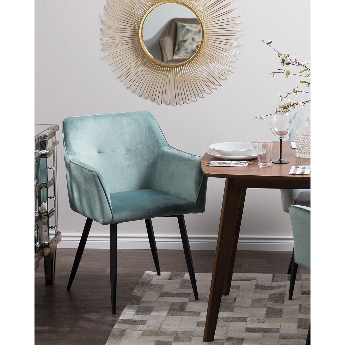 Zestaw 2 krzeseł welurowy zielony JASMIN