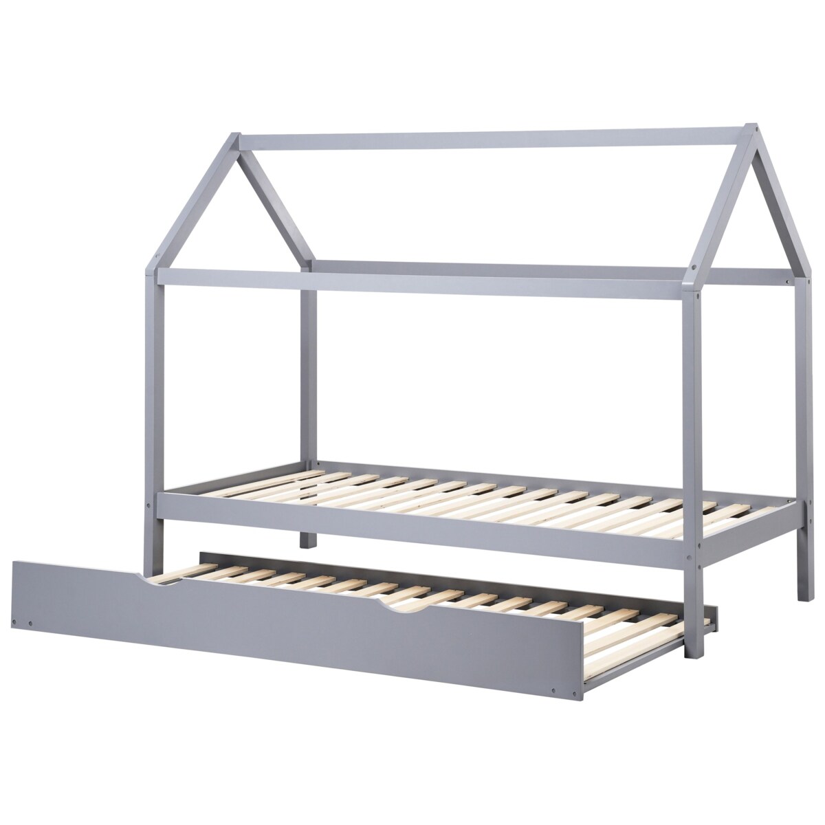 Łóżko wysuwane Drewno sosnowe CRILLON 90 x 200 cm Szary