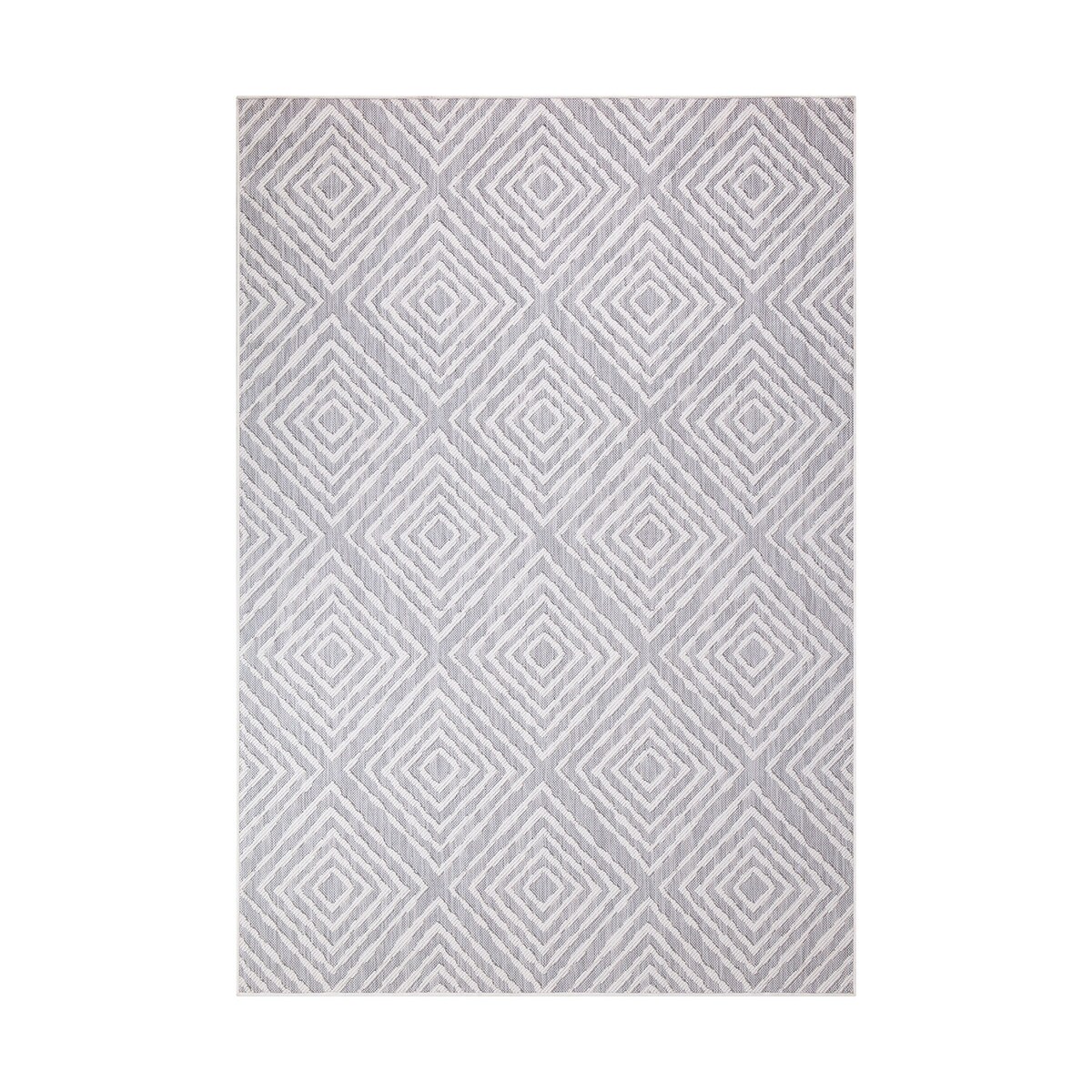 Dywan na zewnątrz i do wnętrz romby Sunny 4640 Szary Krem 160x230