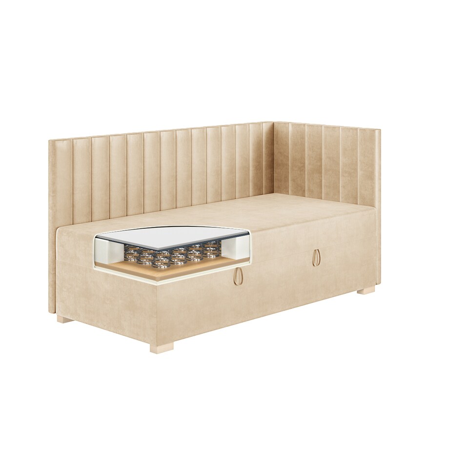 Mesonica Łóżko Snugi, linie beżowe, 90x200, Prawostronne