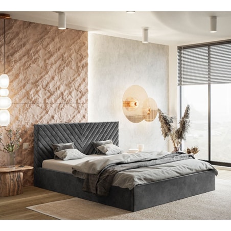 Łóżko tapicerowane 120x200 OLDO 8 jednoosobowe, z pojemnikiem-grafitowe