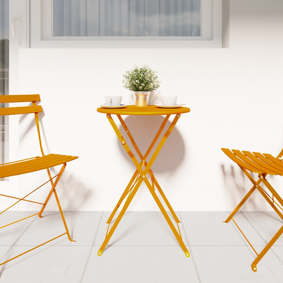 vidaXL Stolik bistro Musztardowy Ø50x71 cm Stal malowana proszkowo