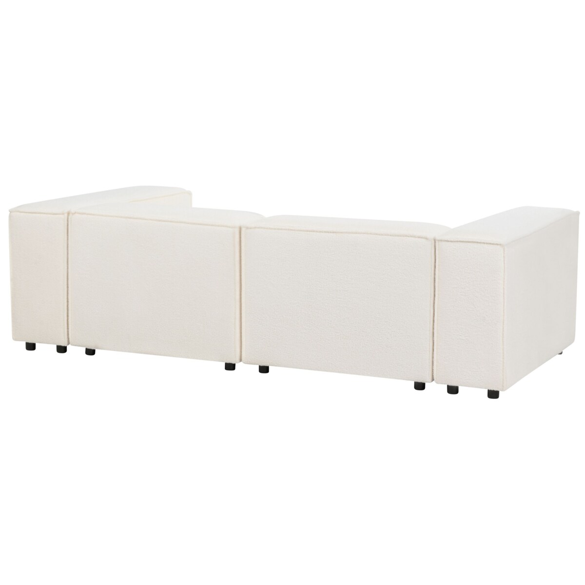 Narożnik modułowy ARDAL Boucle Biały z otomaną dla 2 osób Lewostronny