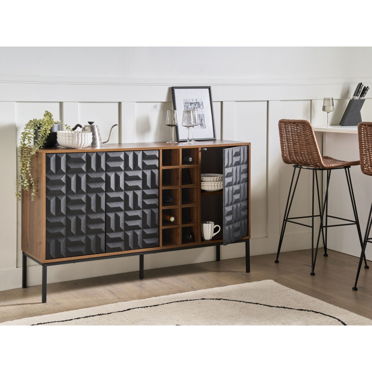 Szafka z półką na wino CARAQUET Ciemnobrązowy