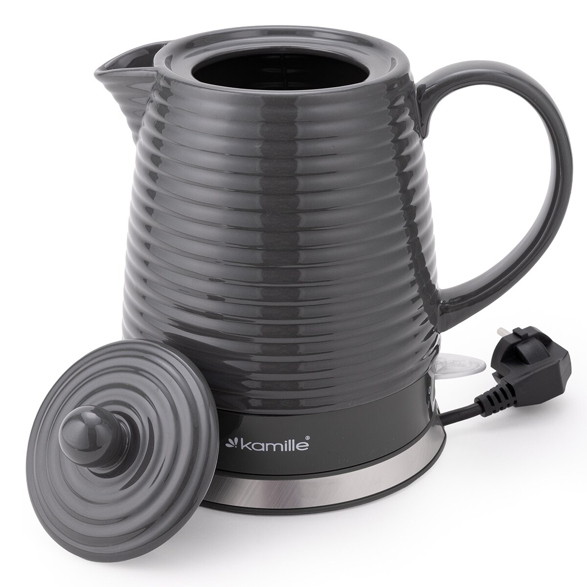 Czajnik elektryczny bezprzewodowy ceramiczny 1200W 1.2L czarny KAMILLE