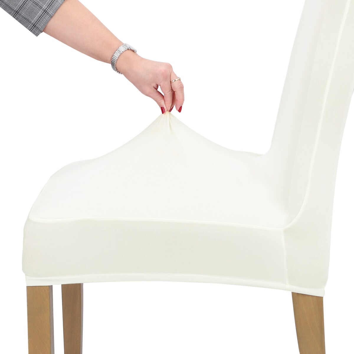 POKROWIEC NA KRZESŁO ECRU ELASTYCZNY [21CL]