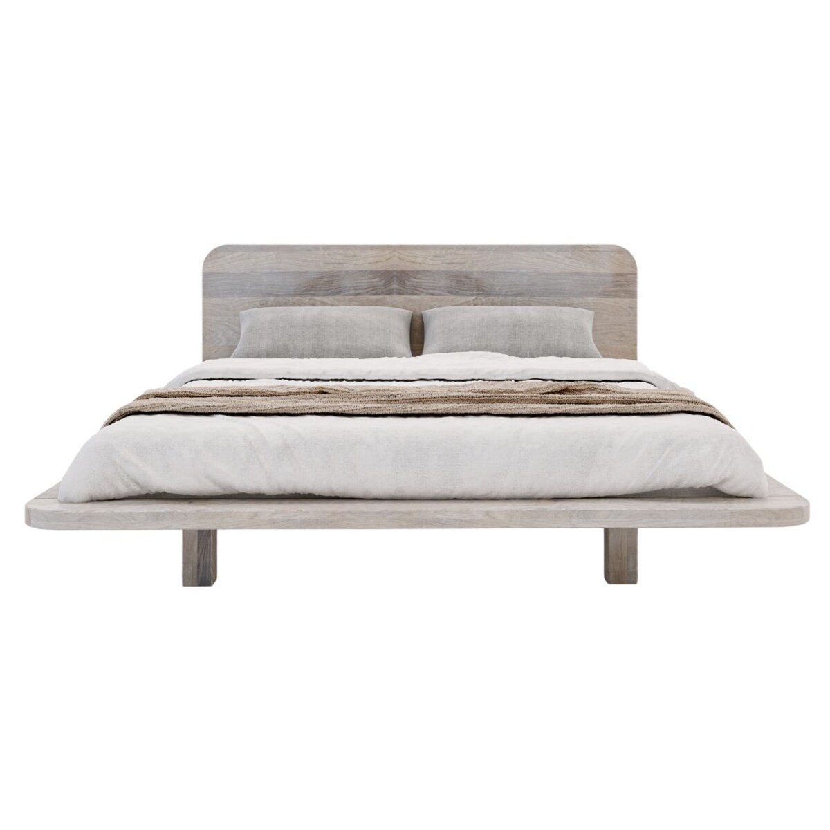 Łóżko lewitujące dębowe JAPANDIC / 160x200 ,olej bielony