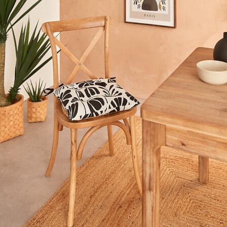 PODUSZKA NA KRZESŁO Twisted Lime biała/czarna z wiązaniami