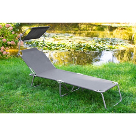 Leżanka ogrodowa składana w walizkę z zadaszeniem