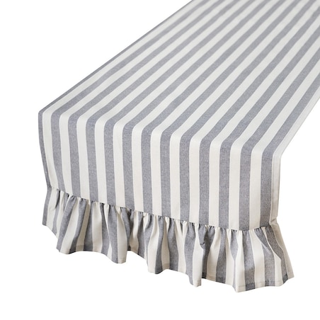 Bieżnik z falbaną 40x160 cm 40x160 granatowo-białe pasy (1,5cm)