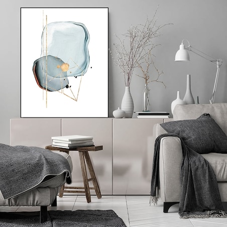 plakat abstract blue and gold no 1 30x40 cm