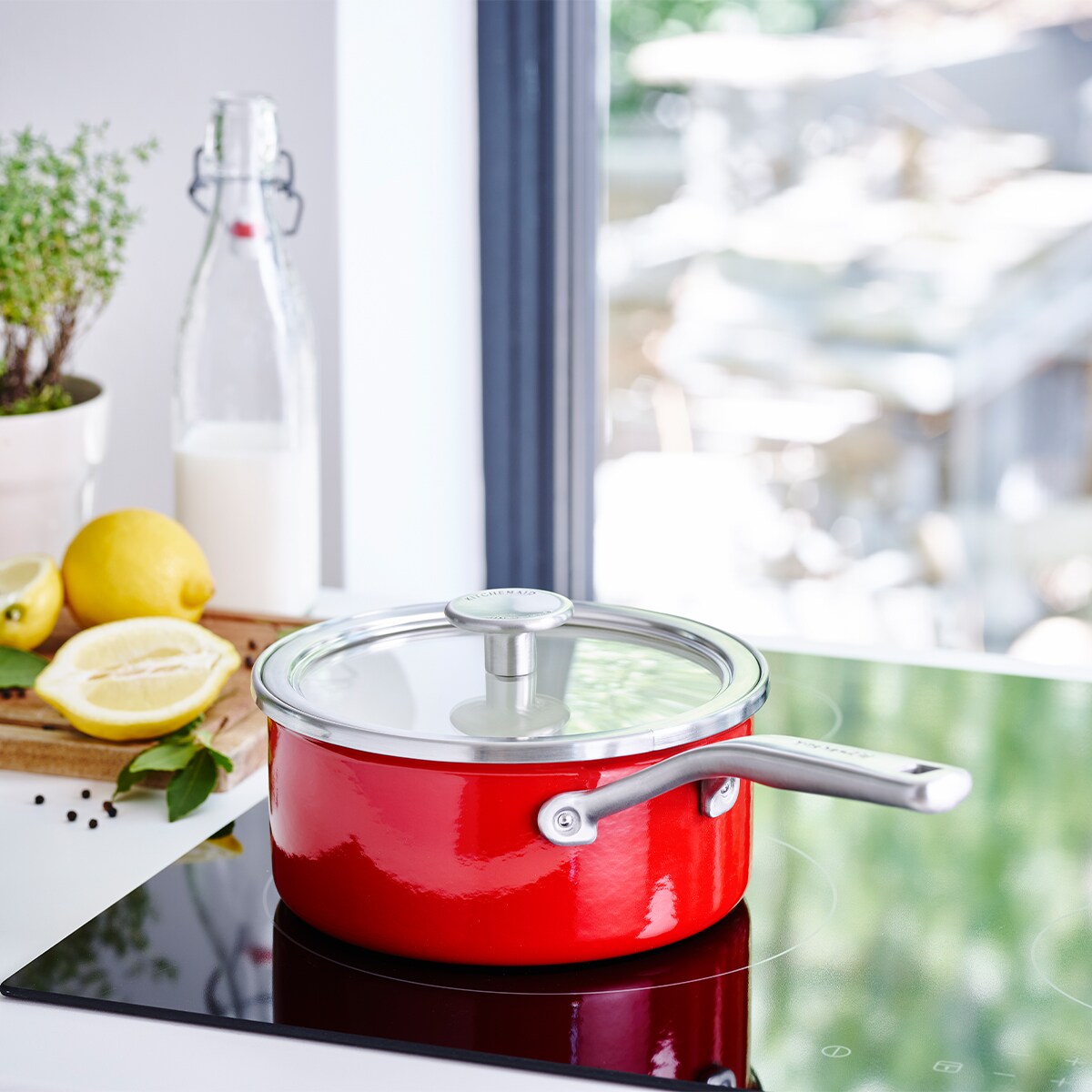 Rondel emaliowany 2L - czerwony / KitchenAid
