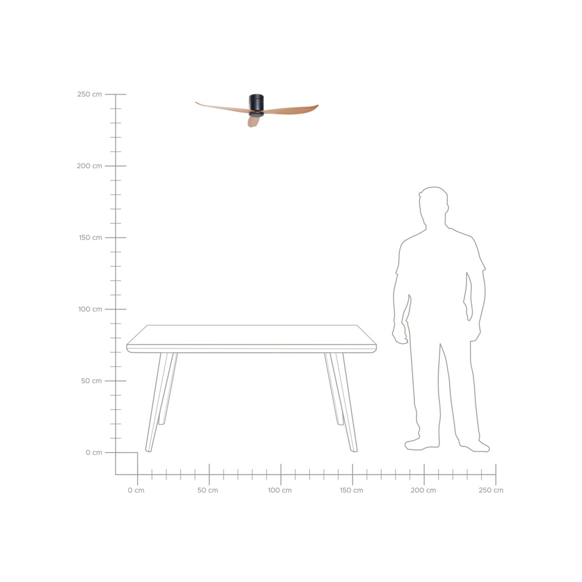 Wentylator sufitowy czarny z jasnym drewnem MALAD