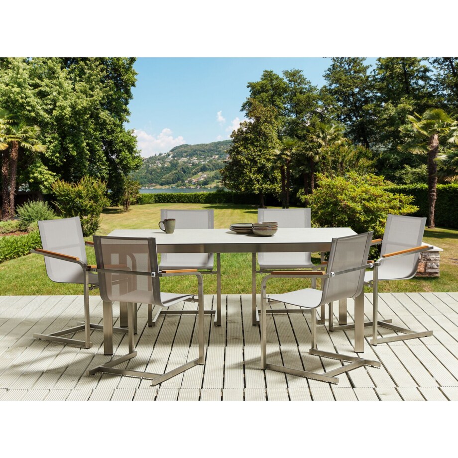 Stół ogrodowy szklany 180 x 90 cm biały COSOLETO