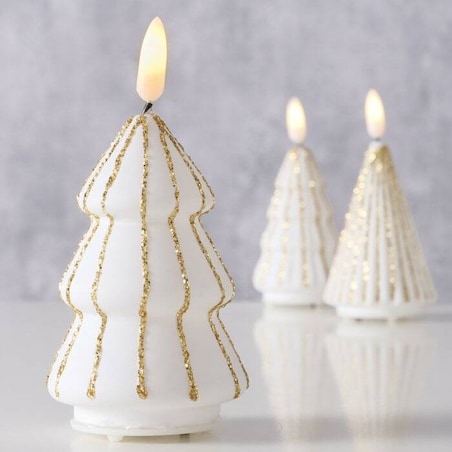 Świeca w kształcie choinki ze sztucznym płomieniem TORIS, 12 cm