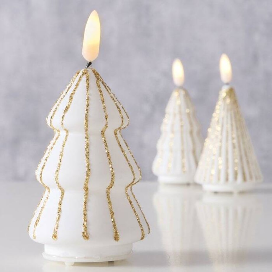 Świeca w kształcie choinki ze sztucznym płomieniem TORIS, 12 cm