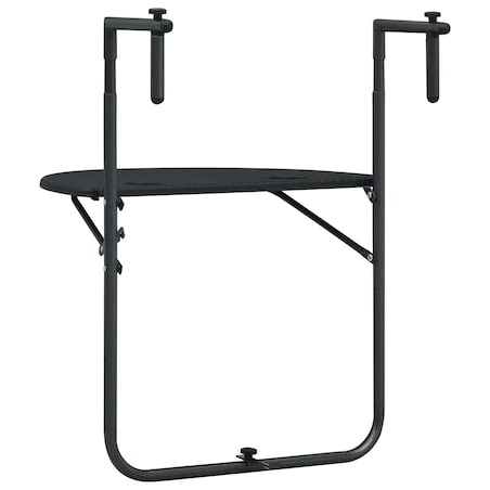 vidaXL Wiszący stolik balkonowy, czarny, 60x64x83,5 cm, plastikowy