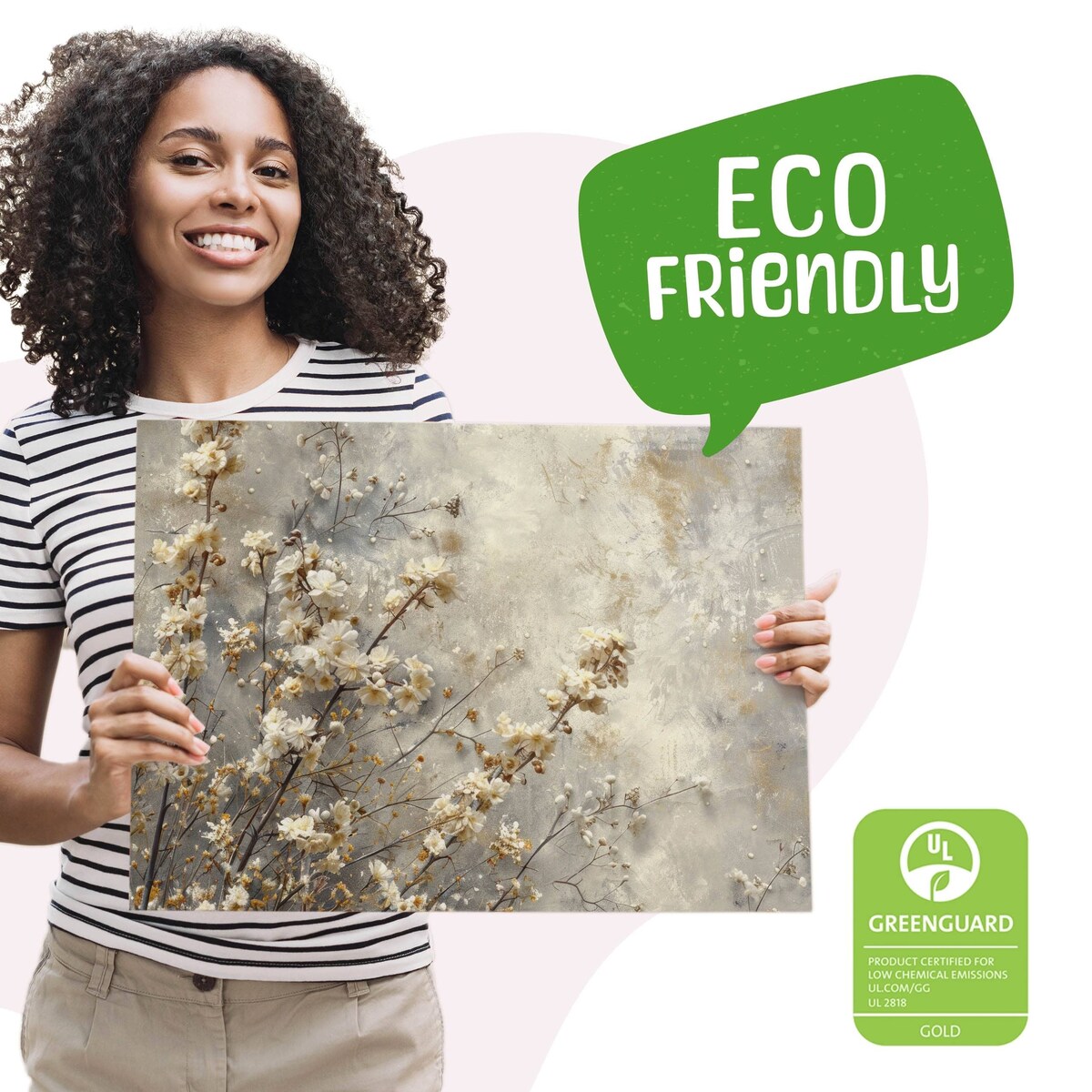 Obraz Na Płótnie Do Salonu Białe Kwiaty Natura Beton Abstrakcja 70x50cm