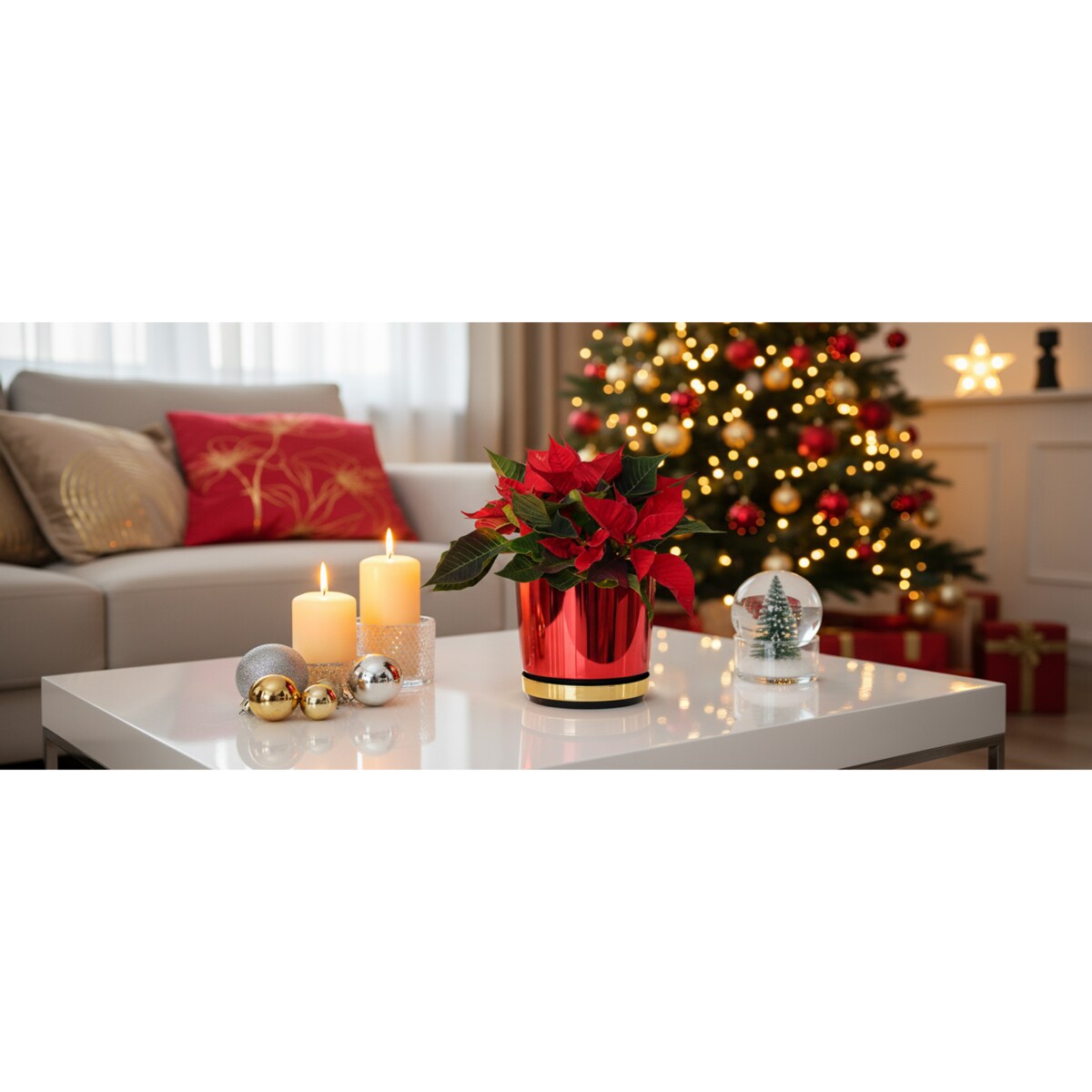12 cm Doniczka z podstawką Czerwona + Złoty błyszczący wysoki połysk świąteczna do POINSECJI Gwiazdy Betlejemskiej dekoracja do stroików z drenażem wzór DUO/083/011