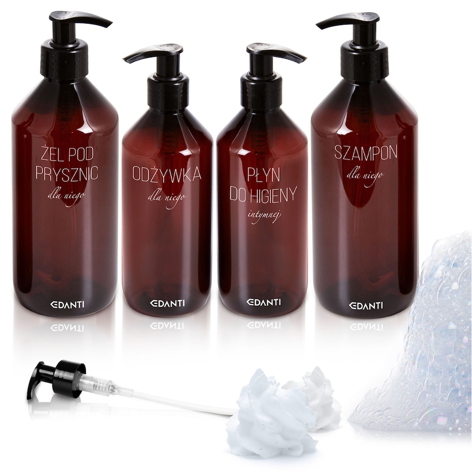4X Dozownik Z Pompką Butelka Do Szamponu Żelu Pod Prysznic Zestaw Dla Niego Do Łazienki