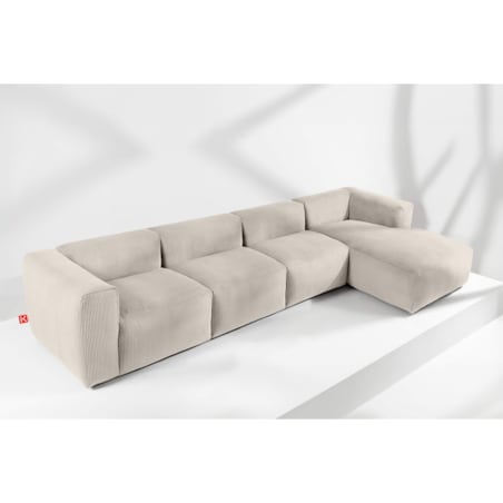 KONSIMO BUFFO Sofa narożna prawa 6-osobowa z wyjątkowo miękkim siedziskiem, kolor kremowy